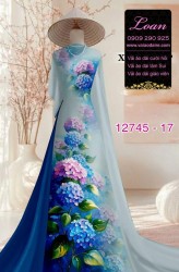 Vải áo dài in hoa cẩm tú cầu