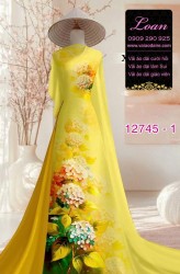 Vải áo dài in hoa cẩm tú cầu