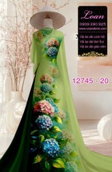 Vải áo dài in hoa cẩm tú cầu