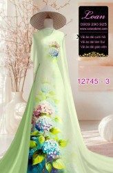 Vải áo dài in hoa cẩm tú cầu