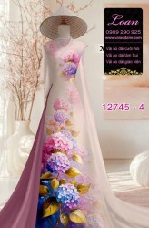 Vải áo dài in hoa cẩm tú cầu