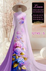 Vải áo dài in hoa cẩm tú cầu