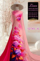 Vải áo dài in hoa cẩm tú cầu