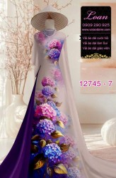 Vải áo dài in hoa cẩm tú cầu