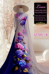 Vải áo dài in hoa cẩm tú cầu