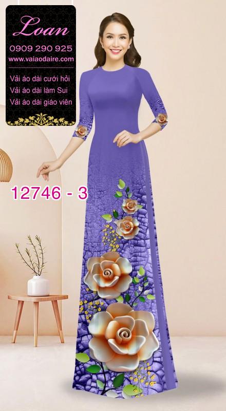 Vải áo dài in hoa 3D