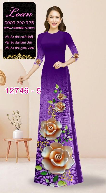 Vải áo dài in hoa 3D