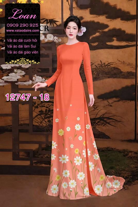 Vải áo dài in hoa cúc họa mi