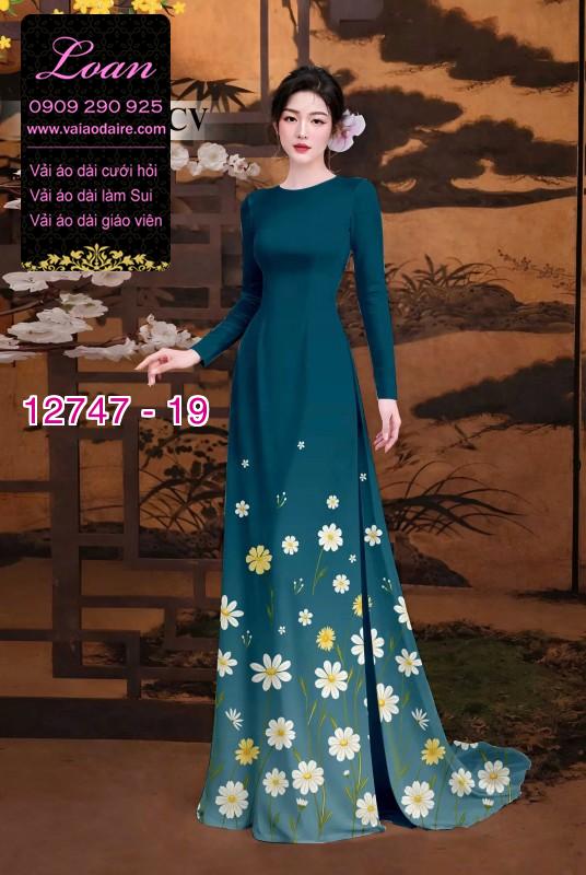 Vải áo dài in hoa cúc họa mi