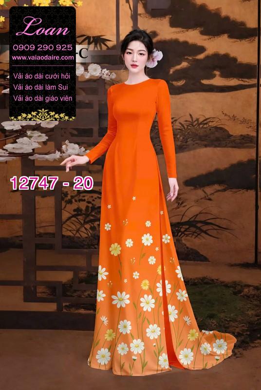 Vải áo dài in hoa cúc họa mi