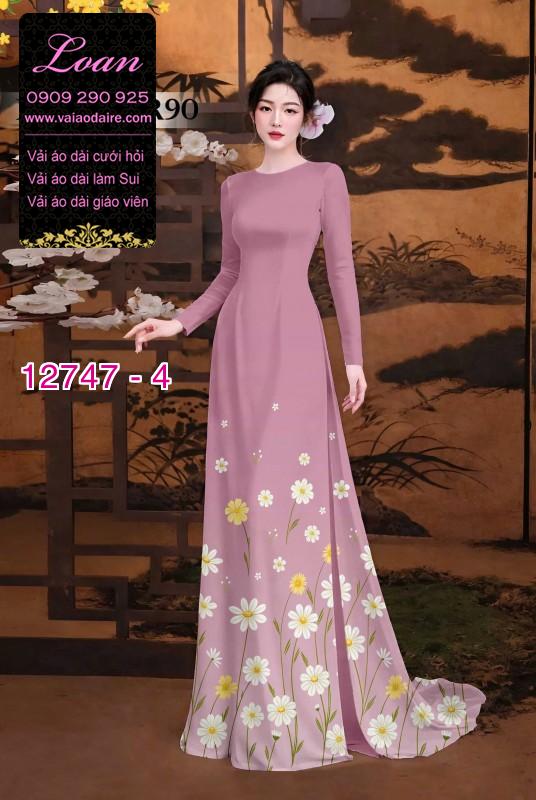 Vải áo dài in hoa cúc họa mi