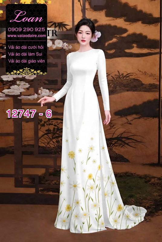 Vải áo dài in hoa cúc họa mi