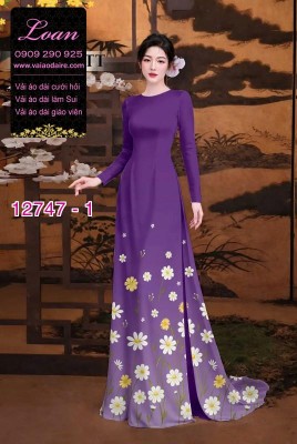 Vải áo dài in hoa cúc họa mi-DT 12747