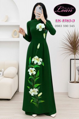 Vải áo dài vẽ hoa ly-V3D 12749