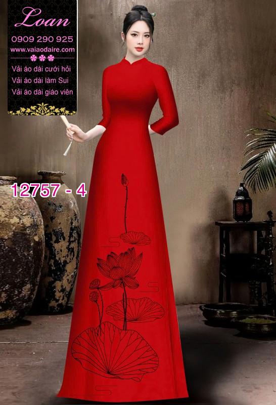 Vải áo dài in 2 da họa tiết hoa sen