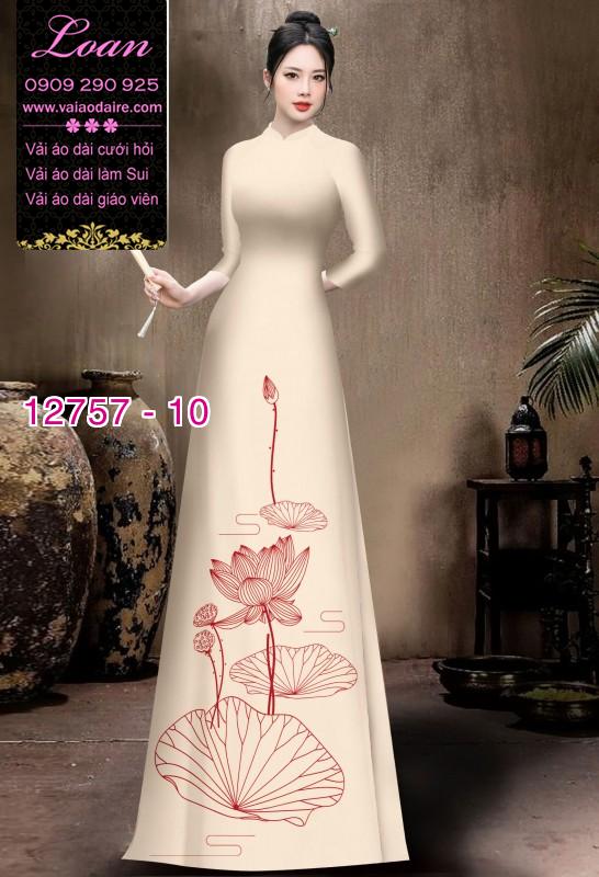 Vải áo dài in 2 da họa tiết hoa sen