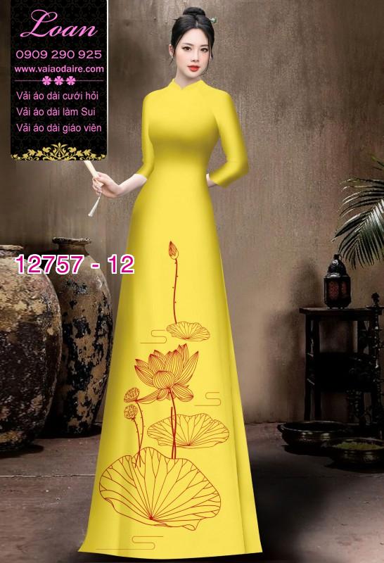 Vải áo dài in 2 da họa tiết hoa sen