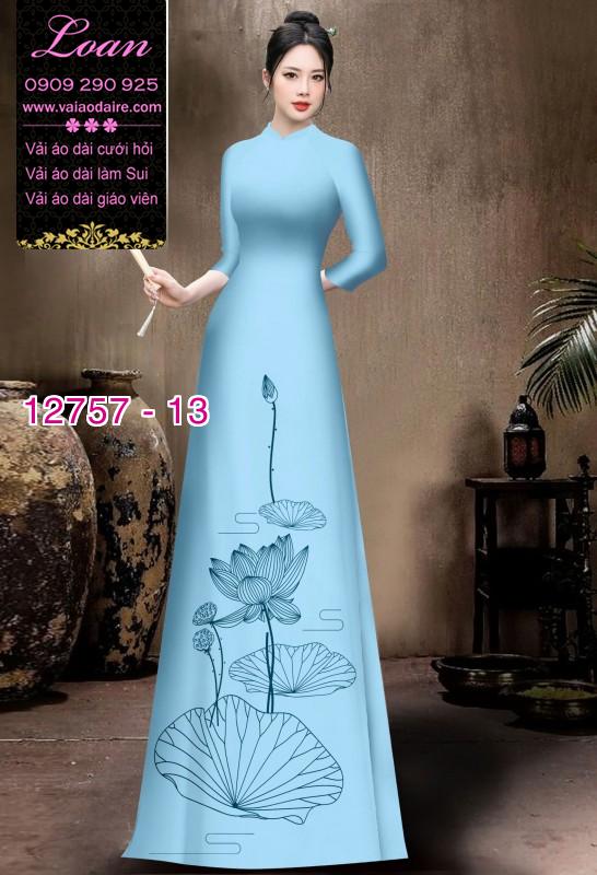 Vải áo dài in 2 da họa tiết hoa sen