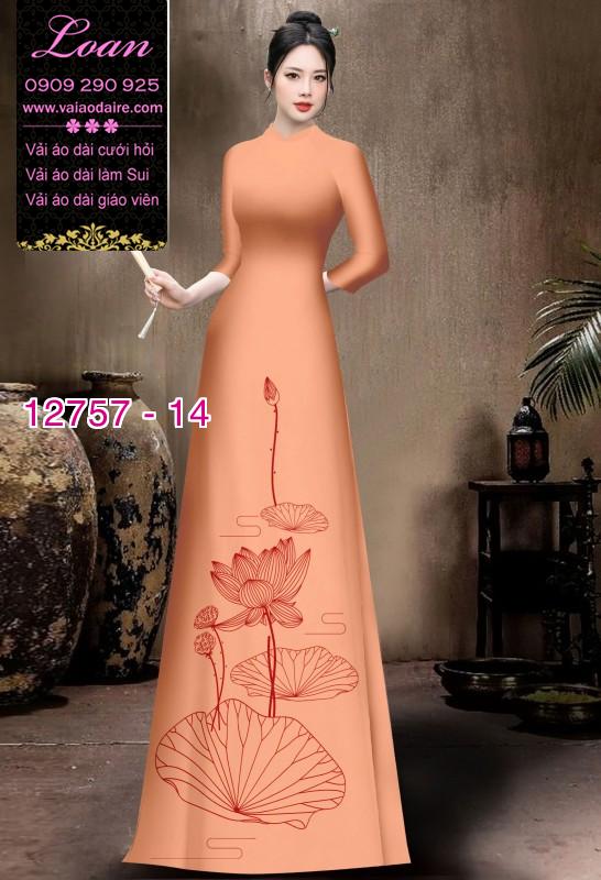 Vải áo dài in 2 da họa tiết hoa sen