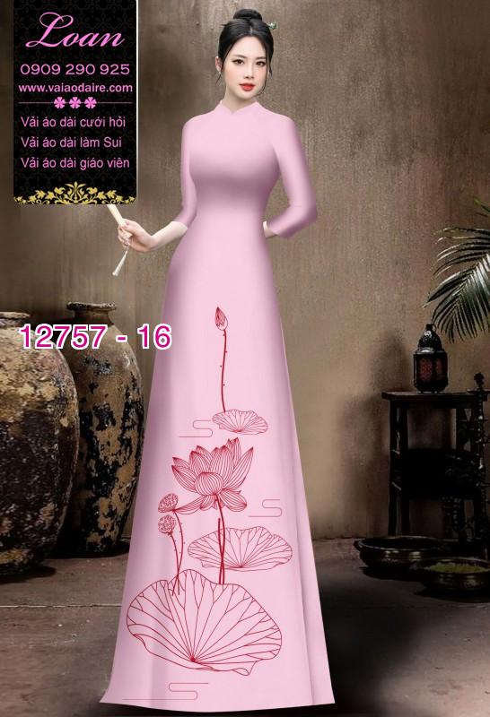 Vải áo dài in 2 da họa tiết hoa sen