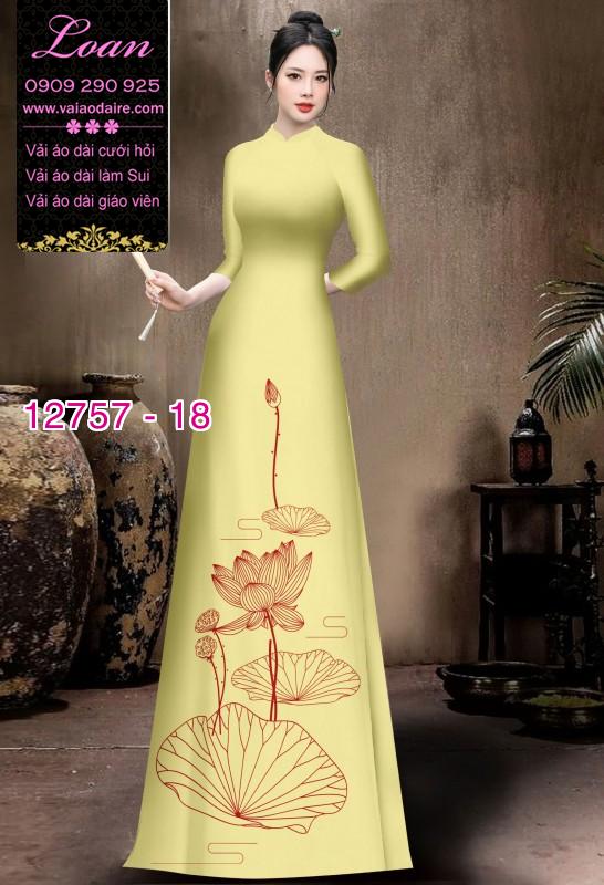 Vải áo dài in 2 da họa tiết hoa sen