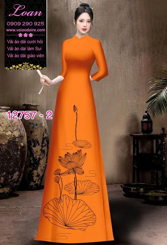 Vải áo dài in 2 da họa tiết hoa sen