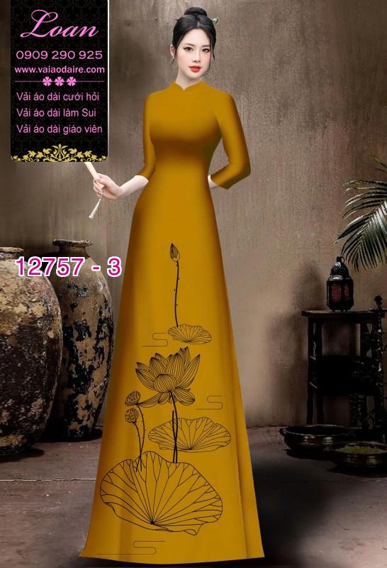 Vải áo dài in 2 da họa tiết hoa sen