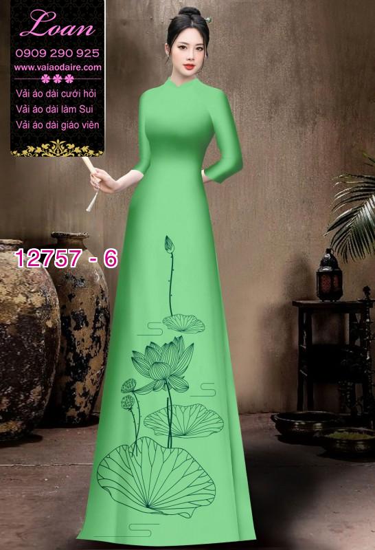 Vải áo dài in 2 da họa tiết hoa sen