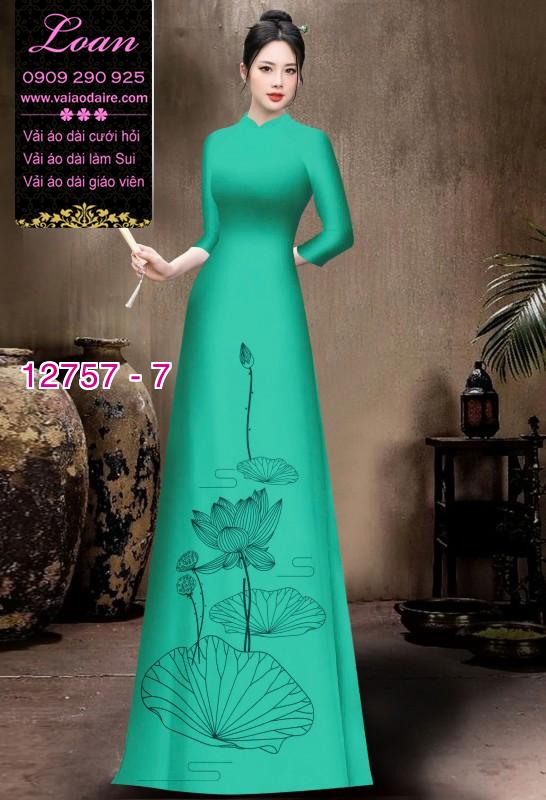 Vải áo dài in 2 da họa tiết hoa sen