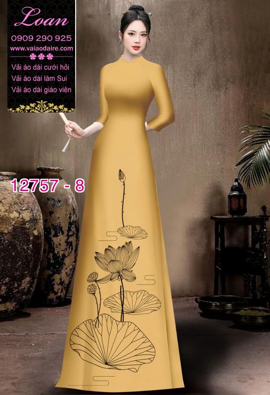 Vải áo dài in 2 da họa tiết hoa sen