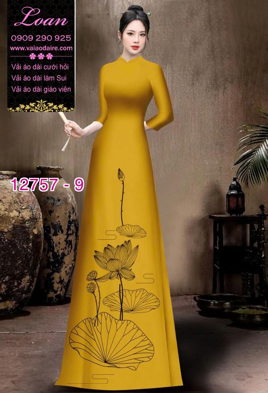 Vải áo dài in 2 da họa tiết hoa sen