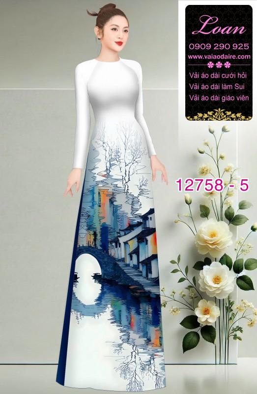 Vải áo dài phong cảnh in 3D