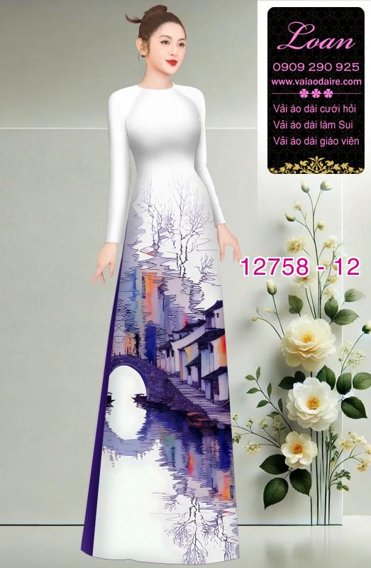 Vải áo dài phong cảnh in 3D