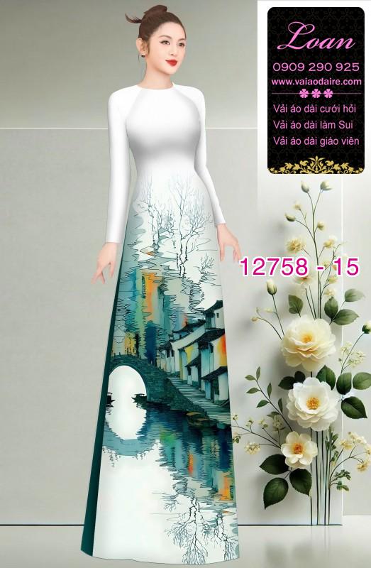 Vải áo dài phong cảnh in 3D