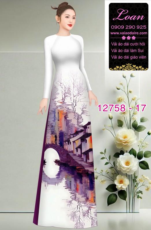 Vải áo dài phong cảnh in 3D