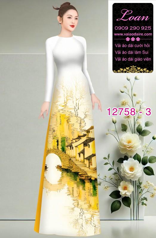 Vải áo dài phong cảnh in 3D