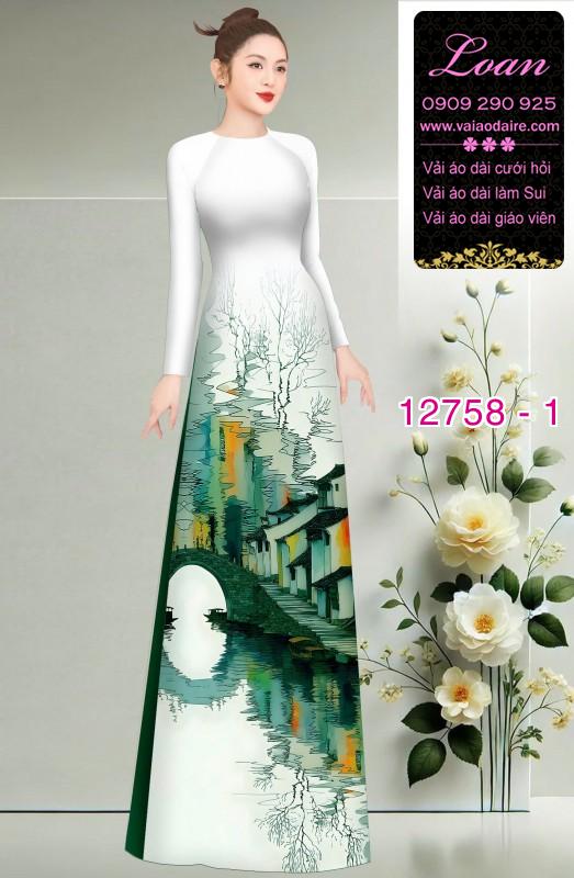 Vải áo dài phong cảnh in 3D