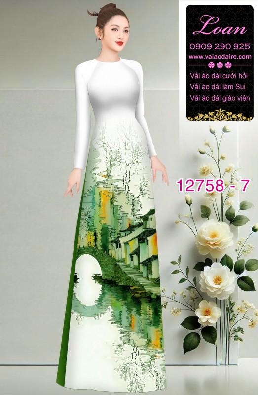 Vải áo dài phong cảnh in 3D