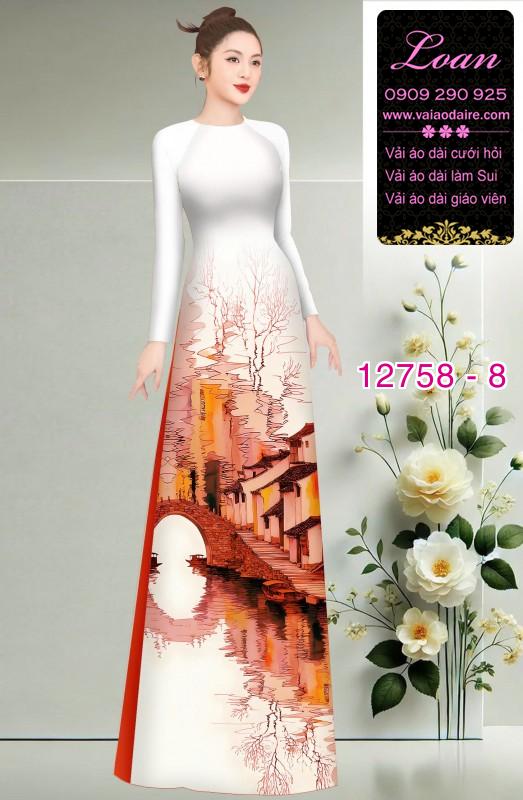 Vải áo dài phong cảnh in 3D