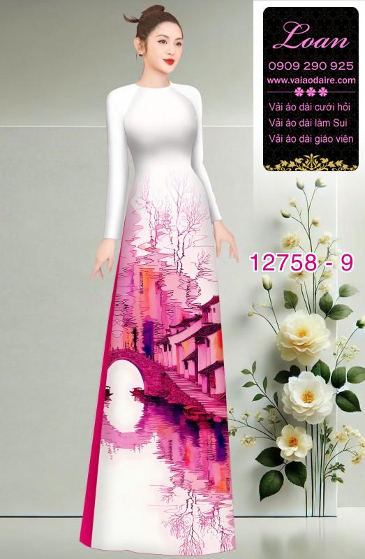 Vải áo dài phong cảnh in 3D