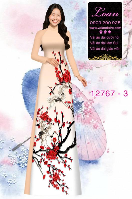 Vải áo dài hoa in 3D