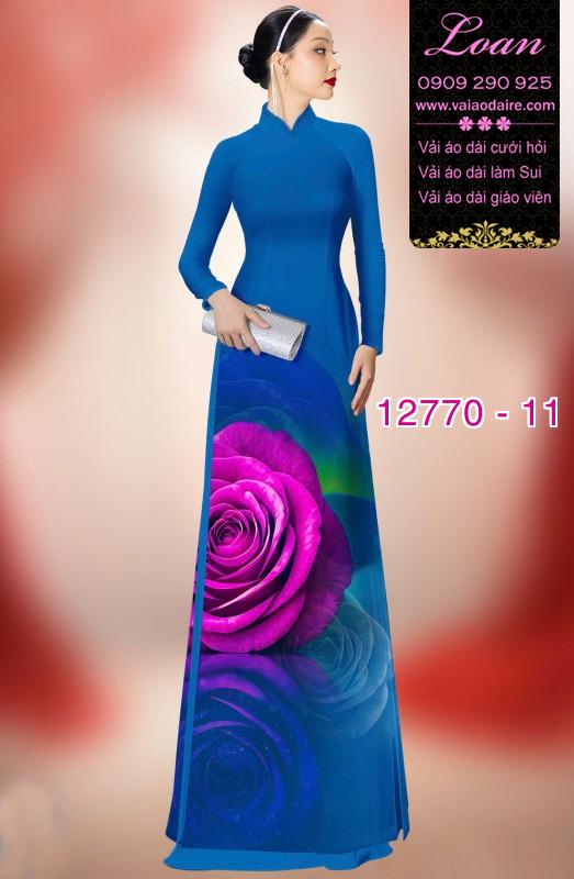 Vải áo dài hoa hồng in 3D