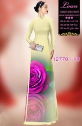 Vải áo dài hoa hồng in 3D