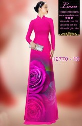 Vải áo dài hoa hồng in 3D
