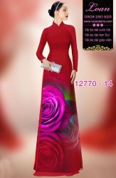 Vải áo dài hoa hồng in 3D