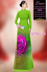 Vải áo dài hoa hồng in 3D