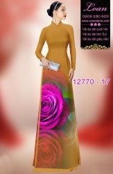 Vải áo dài hoa hồng in 3D