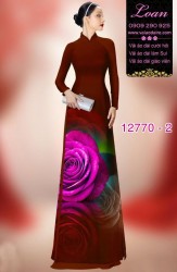 Vải áo dài hoa hồng in 3D