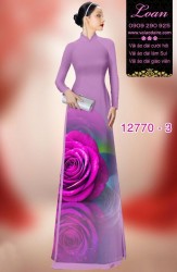 Vải áo dài hoa hồng in 3D