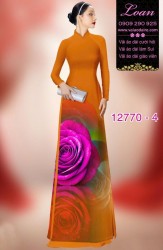 Vải áo dài hoa hồng in 3D